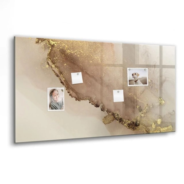 Tulup Glas Magnettafel Goldener Marmor B: 120 cm, H: 60 cm - Bild 1