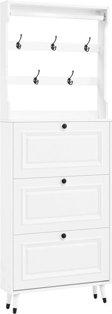 Merax Flurgarderobe Set in Weiß mit Schuhschrank und 3 Klapptüren, H: 180 x B: 66 x T: 35 cm - Bild 1