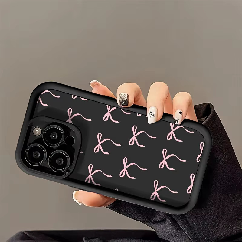 Apple iPhone Handyhülle aus TPU mit rosa Schleifenmuster für iPhone 17, 16, 15, 14, 13, 11, Pro Max, Xs, Xr, X, 7, 8 Plus und SE-Serie - Bild 2