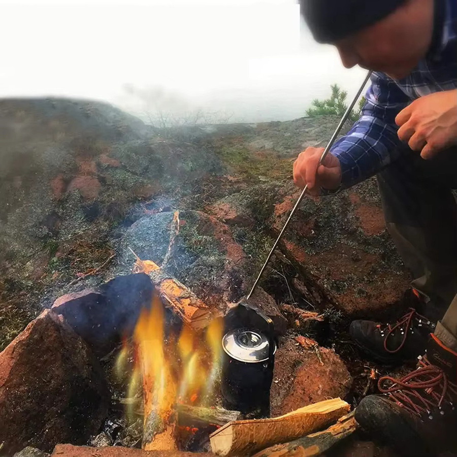 Teleskopisches Feuerblasrohr aus Edelstahl in Silber für Camping, BBQ und Outdoor-Einsätze - Bild 2