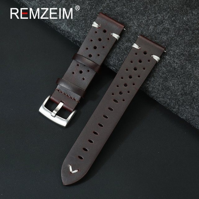REMZEIM Uhrenarmband Leder, 20 mm, 22 mm, Unisex, Vintage - Bild 1