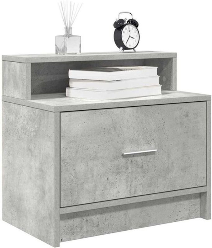 Vidaxl Set aus 2 modernen Nachttischen mit Schublade in Betongrau, B/T/H: 51 x 31 x 47 cm - Bild 1