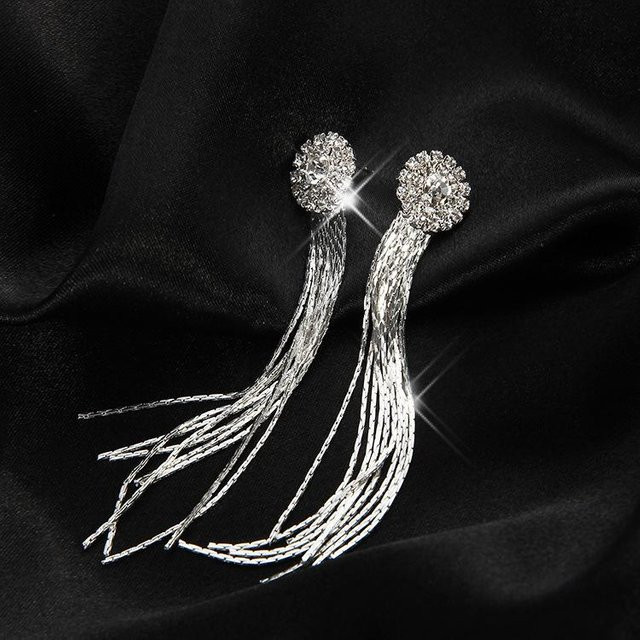 Ohrringe mit Diamanten und Kristallfransen, Damen, black - Bild 1