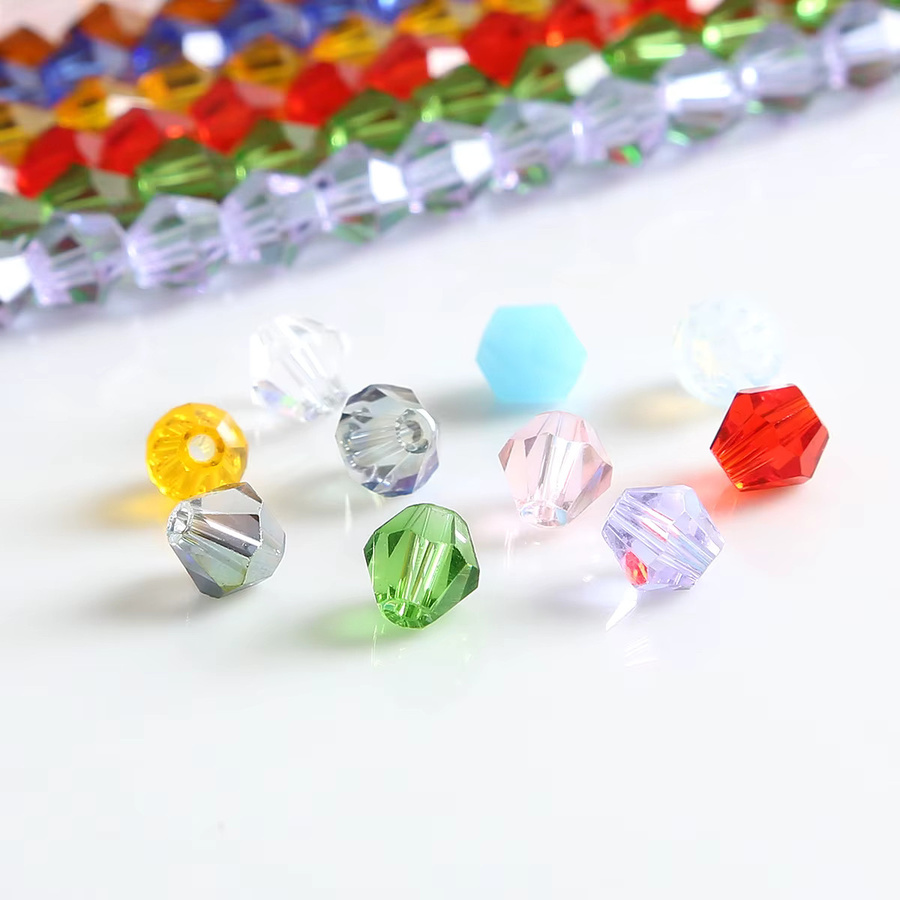 Beadia Perlen, Glas, Kristall, Doppelkegel Form, Bunt, 4mm - Bild 1