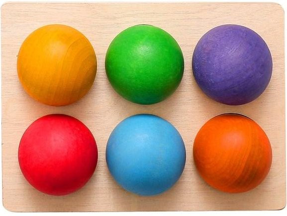 Binchi Montessori Holzspielzeug Regenbogenball, Sortierplatte, ab 0 Jahre - Bild 1