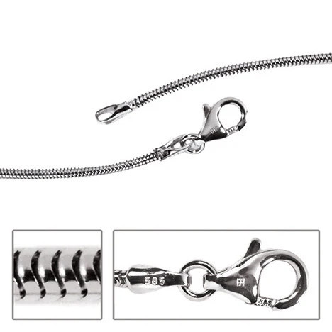 Colfem Schlangenkette 585 Weißgold, 1,4 mm, 38 cm, Unisex - Bild 1