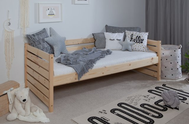 TiCAA Sofabett Naomi aus massiver Kiefer mit Schlaffunktion, B/T/H: 90 x 200 cm - Bild 1
