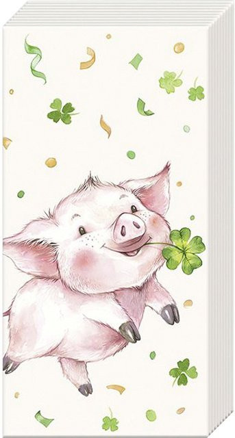 Papiertaschentücher Lucky Pig mit Schweinchen und Kleeblatt in Multi - Bild 1