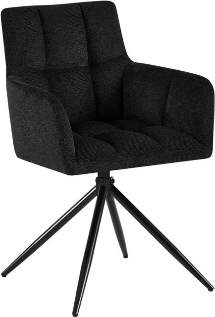 DELUKE Esszimmerstuhl DEBAS in Schwarz mit Stoffbezug und Armlehnen, B/T/H: 59 x 59 x 87 cm - Bild 1