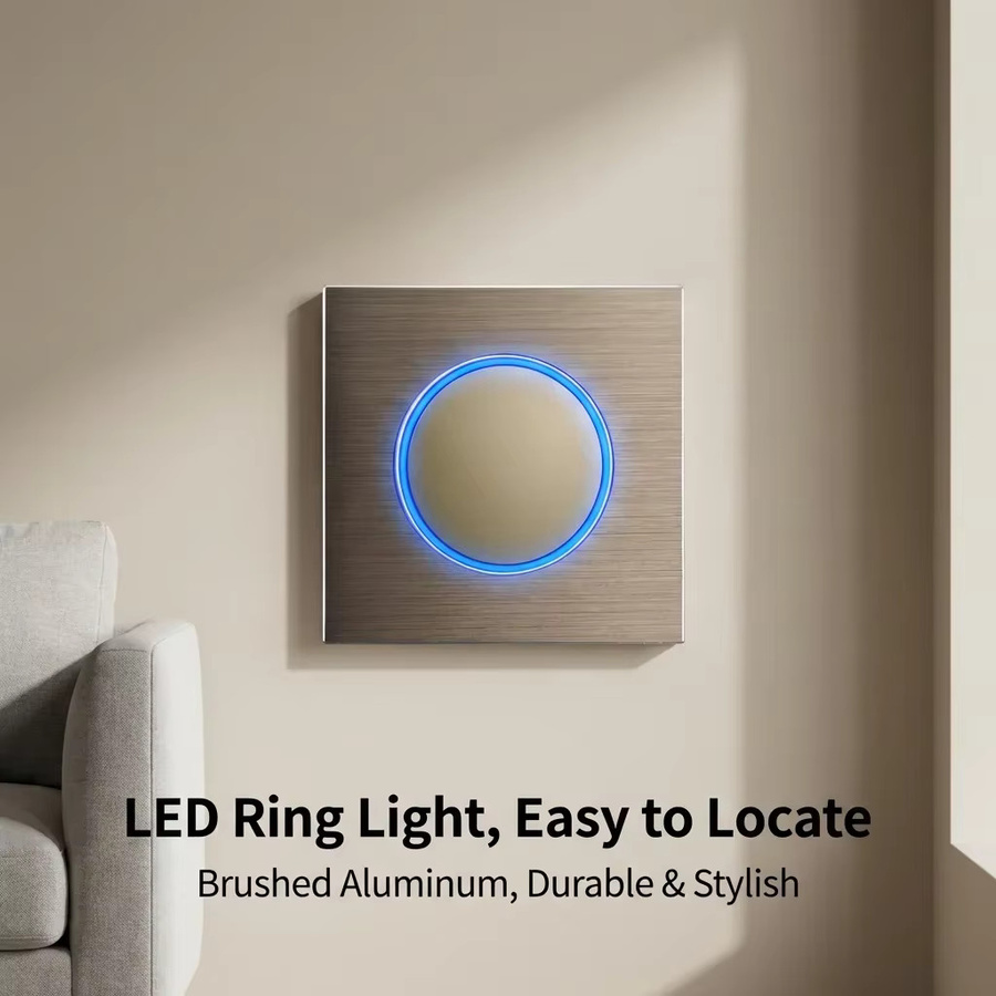 Wallpad L6 Serie Wandschalter aus braunem Aluminium mit LED-Lichtknopf für Wandmontage - Bild 2