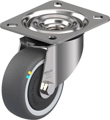 Blickle LEX-PATH 80KFD-ELS Lenkrolle aus Edelstahl und Kunststoff in Silber und Grau mit 80 mm Rad-Durchmesser und 100 kg Tragfähigkeit - Bild 1