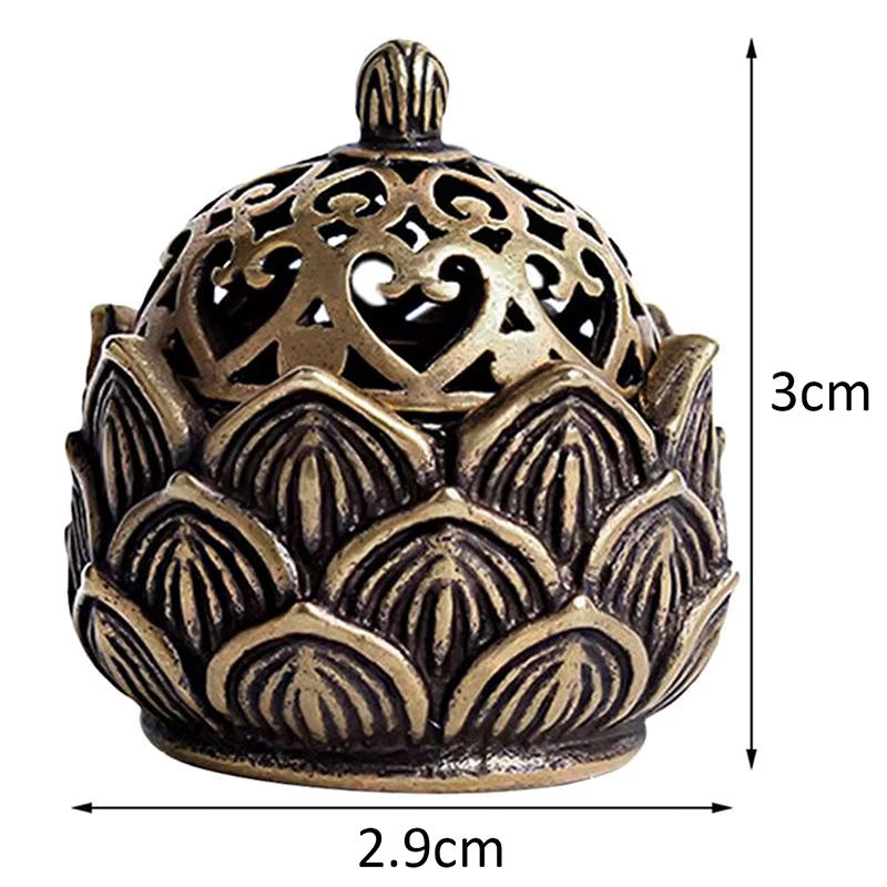 Dekorativer Weihrauchhalter Lotus aus Kupfer in Gold im Vintage-Design als Desktop-Ornament - Bild 6
