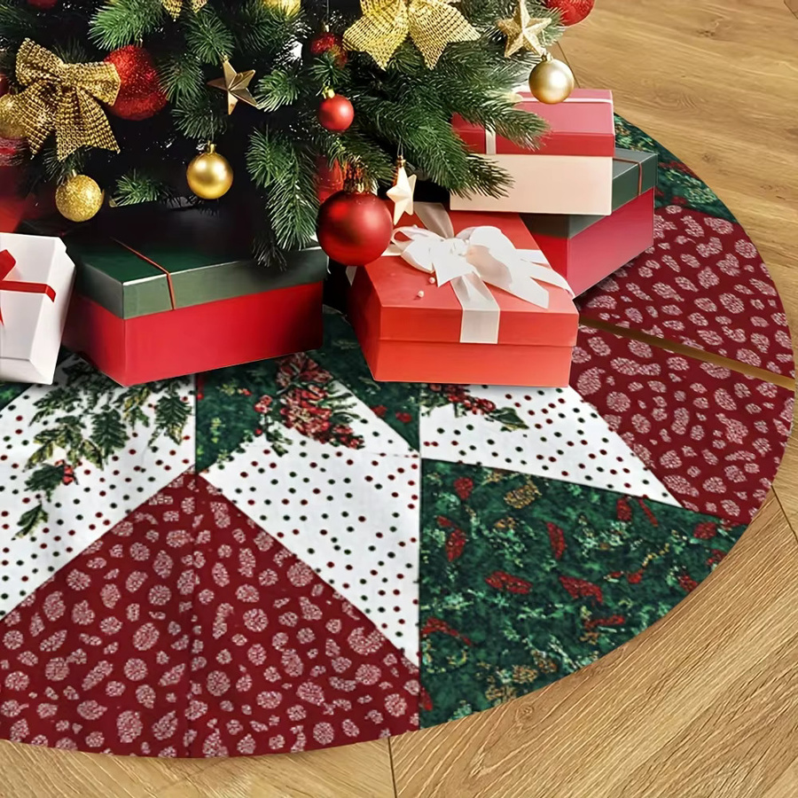 VIKAMA Bunter Weihnachtsbaumrock mit floralem Muster in Multicolour zur Dekoration deines Weihnachtsbaums - Bild 3