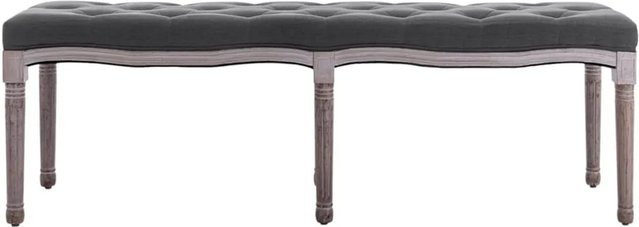 vidaXL Bank aus Massivholz mit Leinenbezug in Dunkelgrau, B/T/H: 150 x 40 x 48 cm - Bild 1