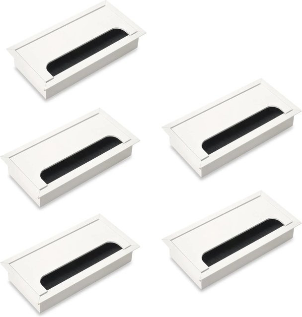 Emuca Satz von 5 Kabeldurchführungen für Quadrum Tisch, Rechteckig, Unterputzmontage, Aluminium Weiß Metallic, B: 15,9 cm, T: 10,5 cm, H: 1,8 cm - Bild 1