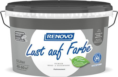 RENOVO Dispersionsfarbe Plaster Grau Matt, 5 l - Bild 1