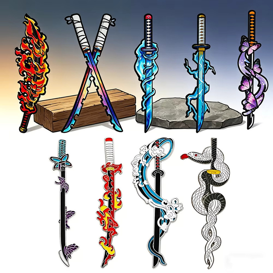 Bandai Emaille-Pin-Set, Demon Slayer Nichirin Schwert, Anime Katana Broschen, Bunt - Bild 4