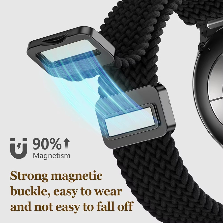 Uhrenarmband Textil/NATO, Magnetisch, geflochten, Schwarz, Samsung Galaxy Watch 7 6 4 Classic/5 Pro/FE - Bild 2