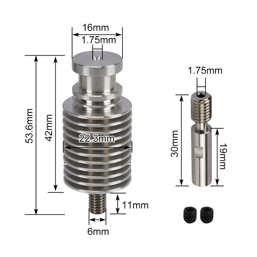 E3D V6 Heatbreak Kühlkörper Kit aus Titanlegierung und Bi-Metall für Kingroon KP3S, KP3S Pro, S1 und KP5L 3D Drucker Zubehör - Bild 2
