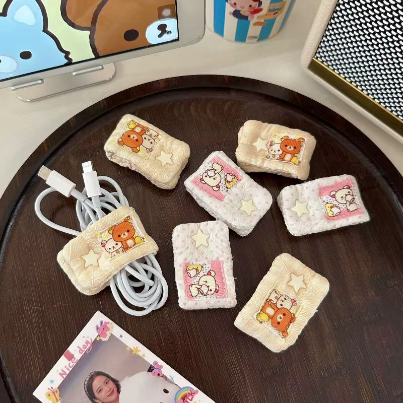 Tragbarer Kabelorganisierer Rilakkuma Design in Pink zur Aufbewahrung von Ladekabeln - Bild 3