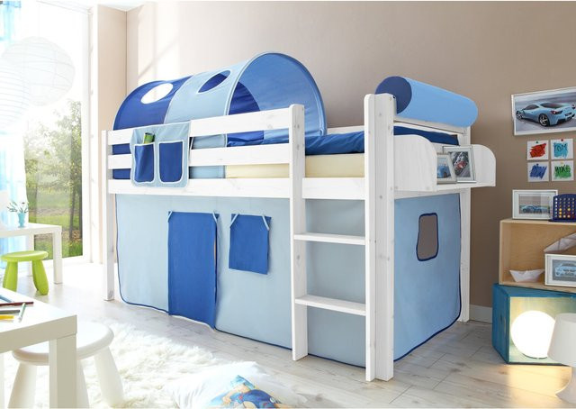 TiCAA Hochbett Malte aus Kiefer Holz in Weiß Classic für Kinder - Bild 1