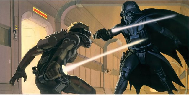 Komar Fototapete Vlies Star Wars Classic Vader vs Luke, Multicolor, B: 500 cm, H: 250 cm - Bild 1