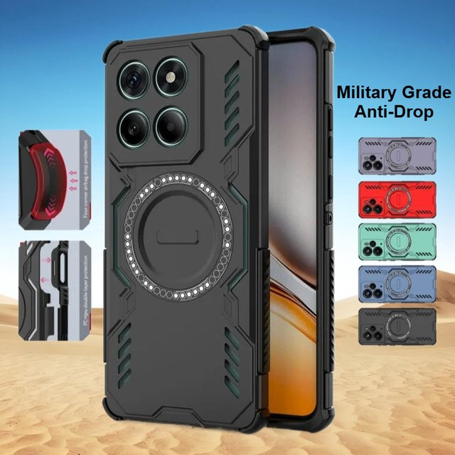 Militärische Schutzhülle mit Fallschutz und magnetischer kabelloser Ladefunktion für Motorola Moto Edge 70, 60, 50 Fusion und 40 Neo in Blau oder Schwarz - Bild 1