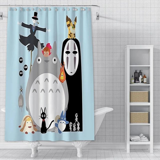 Wasserdichter Totoro Duschvorhang aus Polyester in Bunt, B/H: 120 x 180 cm - Bild 1