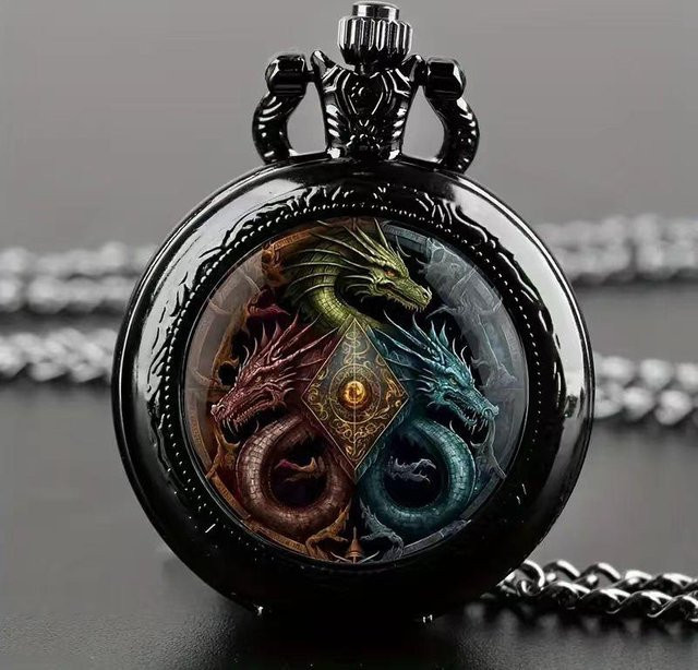 Le Jardin Taschenuhr, Drachen, Quarz, Kunststoff, Schwarz, Damen - Bild 1