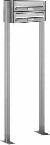 AL Briefkastensystem für 2 Parteien, freistehend, silberfarben, B x H x T: 153,1 x 180,0 x 27,5 cm - Bild 1