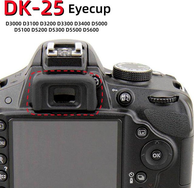 Nikon DK-25 Augenmuschel Sucher-Abdeckung aus weichem Gummi in Schwarz für Kamera-Zubehör - Bild 1
