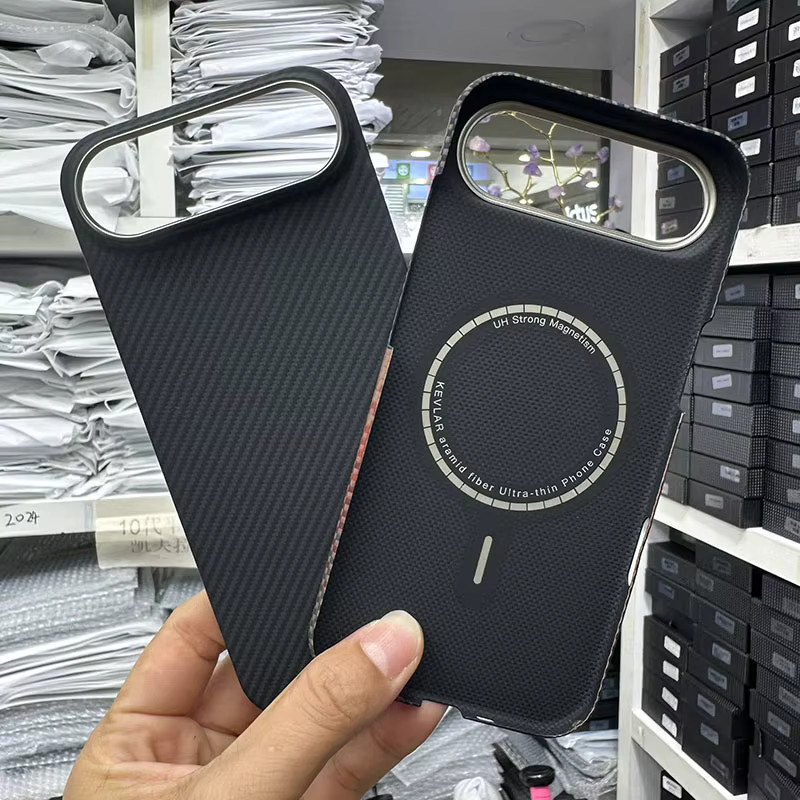 Apple iPhone 17 Air Schutzhülle aus echter Kohlefaser Aramid mit MagSafe Magnetring in Schwarz - Bild 2