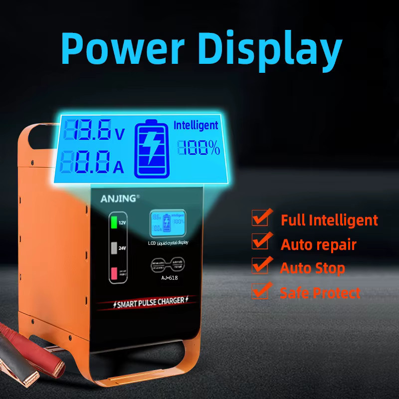 EAFC Autoladegerät 12V-24V High Power 600W mit LCD-Display für SUV und LKW, Orange - Bild 2
