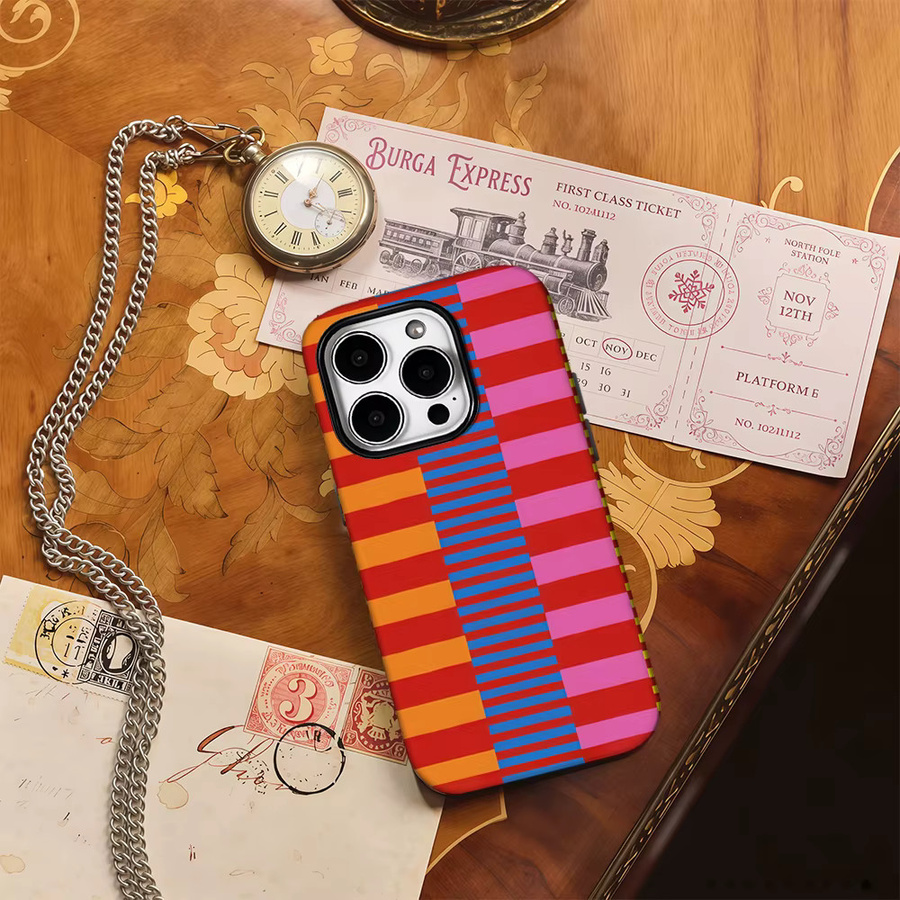 Bunte Streifen Kunst Handyhülle von Potdemiel für iPhone Modelle mit doppelschichtiger Rückseite in Multicolour - Bild 4