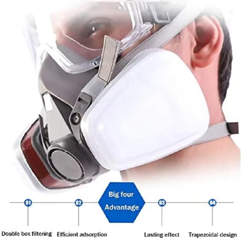 Industrielle Halbgesichts-Gasmaske Typ 6200 in Grau mit Schutzbrille und Schutzanzug inklusive Ersatzfiltern - Bild 6