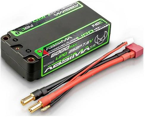 Absima LiPo Modellbau-Akkupack 7,6V 6000 mAh mit 4 Zellen, 140 C, Hardcase 5 mm und T-Stecker in Schwarz - Bild 1