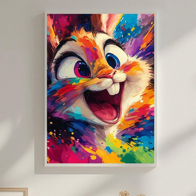 KAYOU Buntes Cartoon-Kaninchen, Diamantmalerei, Kinder - Bild 1