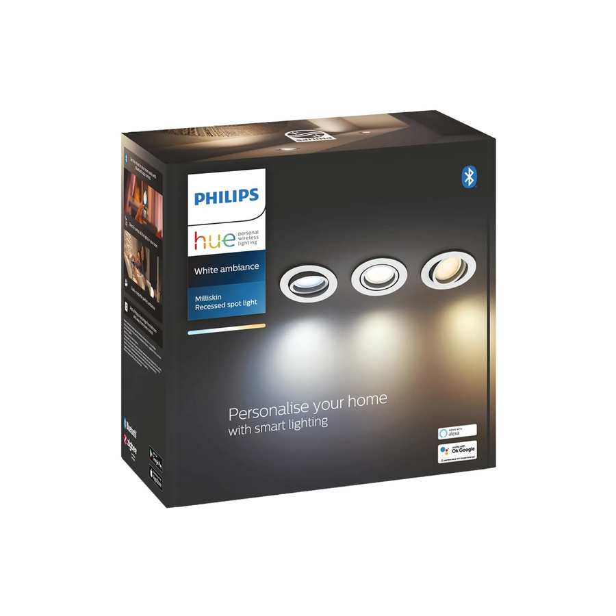 Philips Hue Milliskin White Ambiance Smart-Einbauspots, rund, Weiß, 3er-Pack - Bild 2