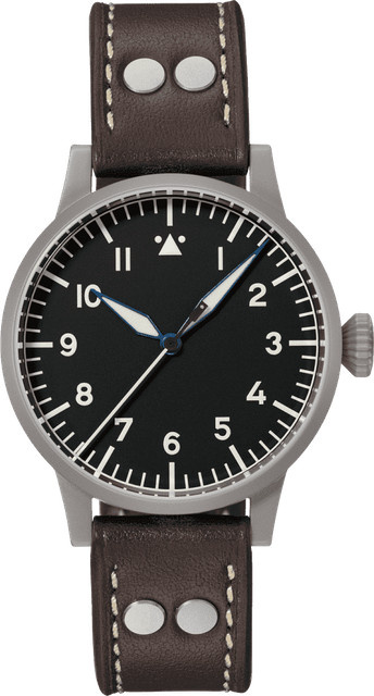 Laco Fliegeruhr, Automatik, Edelstahl, 39 mm, Leder, Schwarz - Bild 1