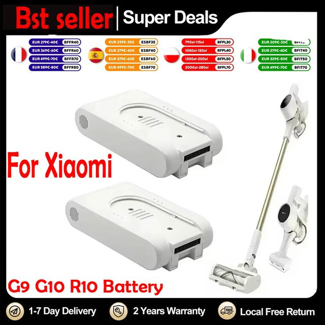 Xiaomi Wiederaufladbarer Lithium-Ionen-Akku 25,2V 5000mAh für Mijia Dreame G9 G10 R10 Kabellose Staubsauger in Weiß - Bild 1