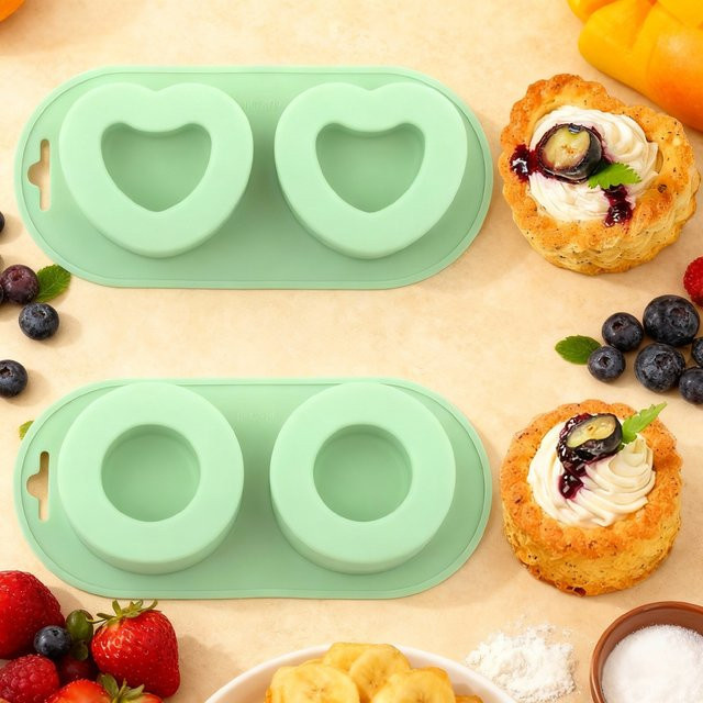 Meibum Silikon Backform Herz Form für Mousse Kuchen und Dessert in Grün - Bild 1