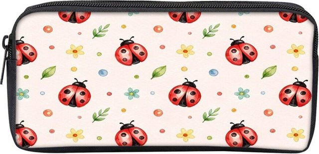Fancy Style Studio Federmäppchen mit Marienkäfer Blumen und Pilz Motiv, bunt, B/H: 23,0 x 11,0 cm - Bild 1