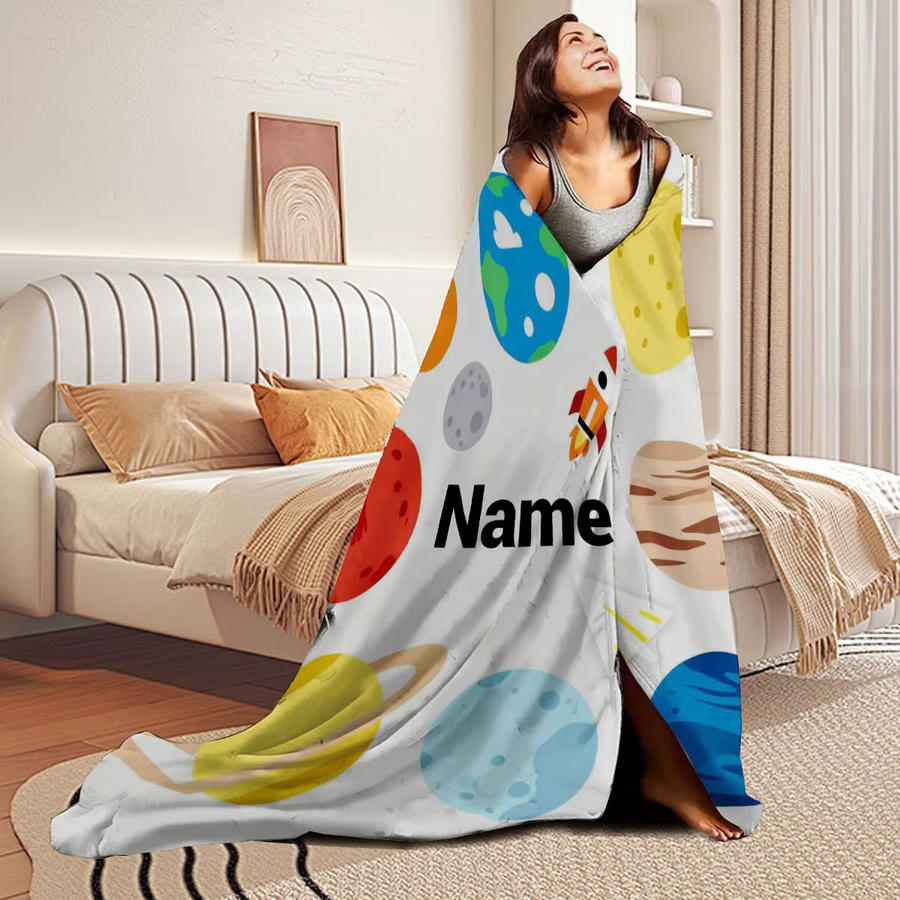 Personalisierte Flanell-Plüsch-Winterdecke von SRH mit individuellem Namen, weiche Fleece-Decke in Multicolour für Sofa und Bett - Bild 4