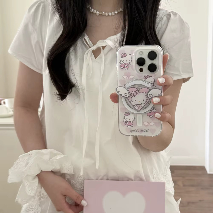 Sanrio Hello Kitty Handyhülle mit magnetischem Magsafe Wireless Charge Griffhalter für iPhone 16 15 14 13 12 Pro Max - Bild 2