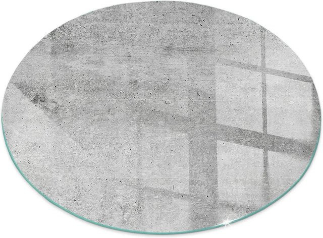 Tulup Runde Glasbodenplatte für Kaminöfen in Grau mit Rohbetonstruktur, Durchmesser: 70 cm - Bild 1