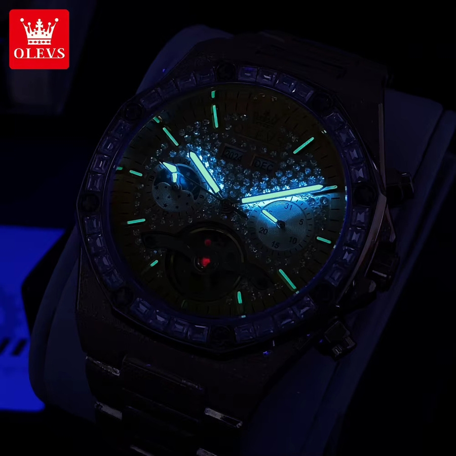 OLEVS Herrenuhr, Automatik, Edelstahl, Diamant, Mondphase - Bild 2