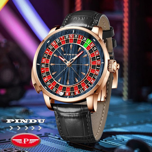 PINDU Design Automatik-Armbanduhr, Gold, Blau, Saphirglas, Herren - Bild 1