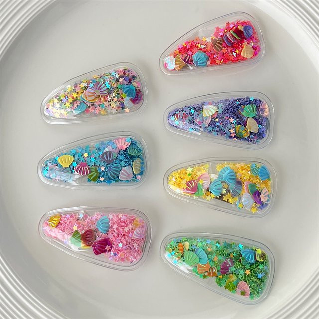 LYSUMDUOE Haarspangen, Bunter Fließender Sand, Transparente Frucht, Wolken, Sterne, Muscheln, Damen - Bild 1