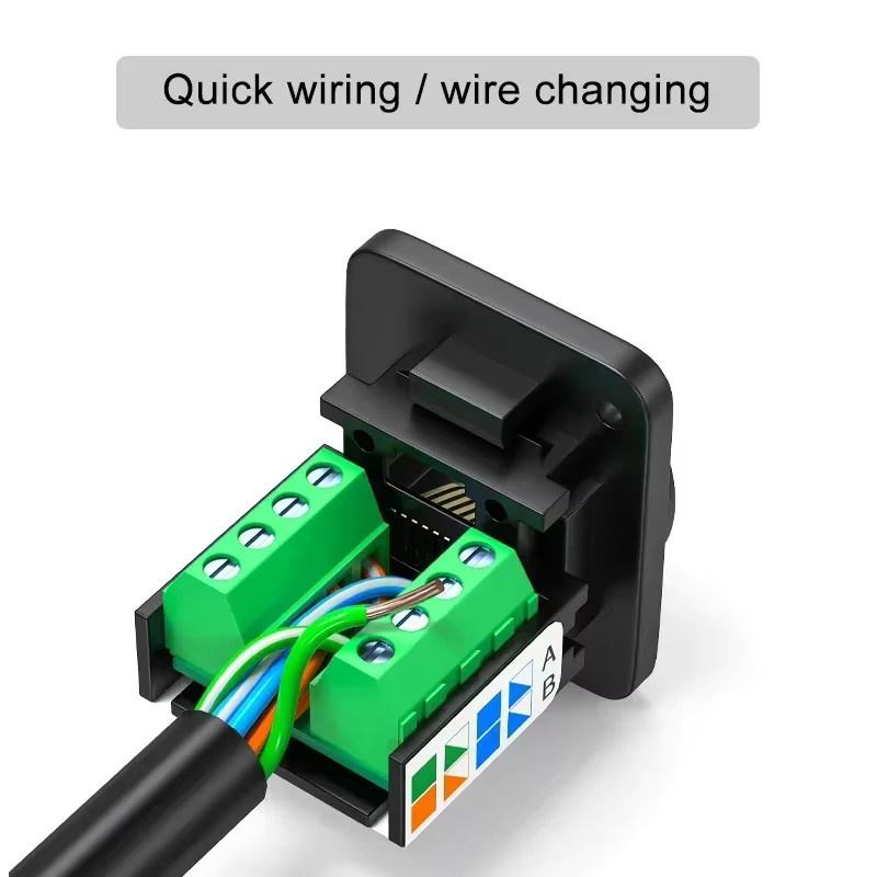 TLXT CAT5E RJ45 Netzwerktop-Buchse in Schwarz, metallgeschirmter Ethernet LAN Modul-Anschluss für lötfreie Netzwerkkabel-Verbindung - Bild 2