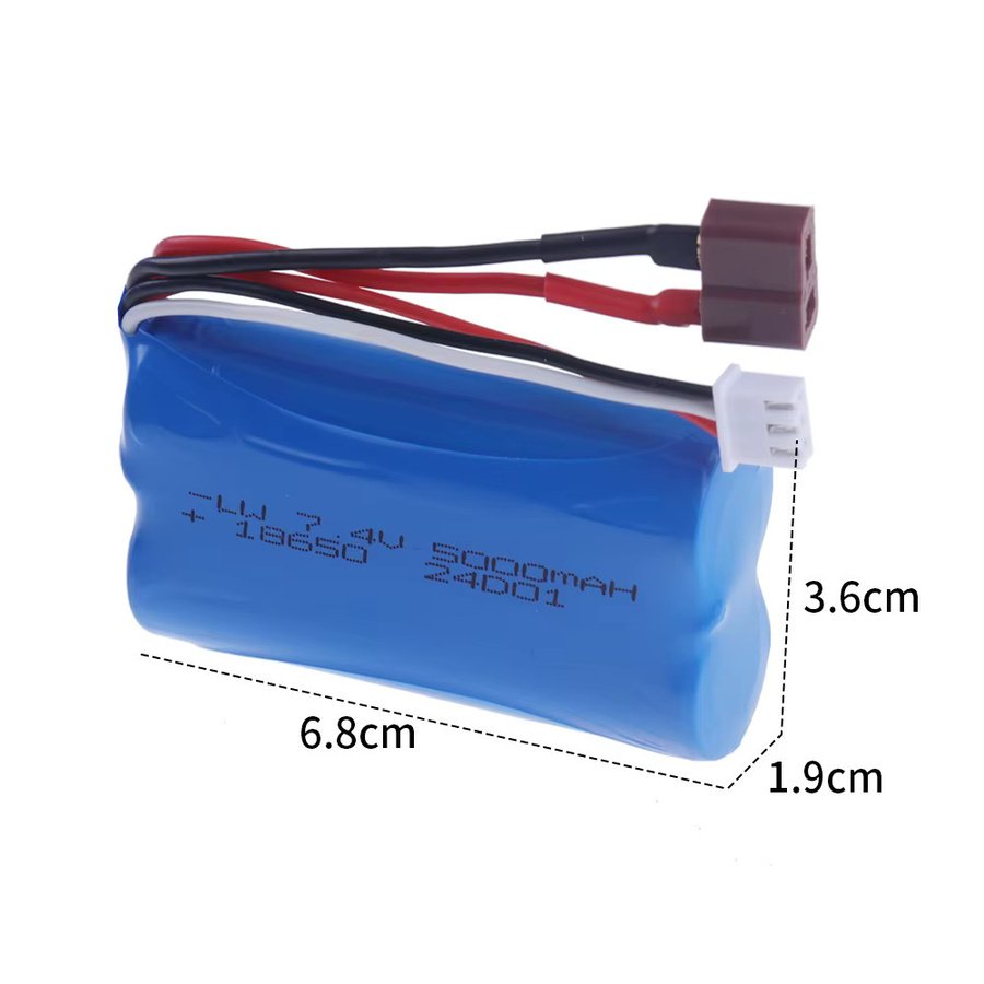 Wltoys Li-Ion Akku 7,4 V 5000 mAh für RC LKW SCY-16101 16102 16103 16104 und JJRC Q130 Ersatzteil Blau - Bild 2